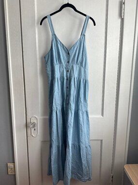 NWT Falls Creek Chambray‎ Tiered Maxi Dress Size Large
